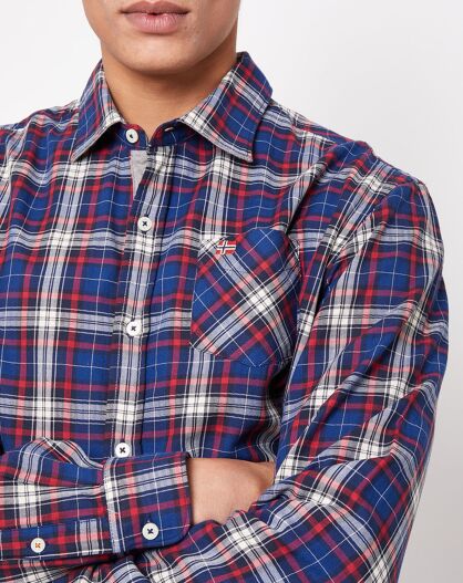 Chemise droite Guer check à carreaux bleu/rouge/blanc